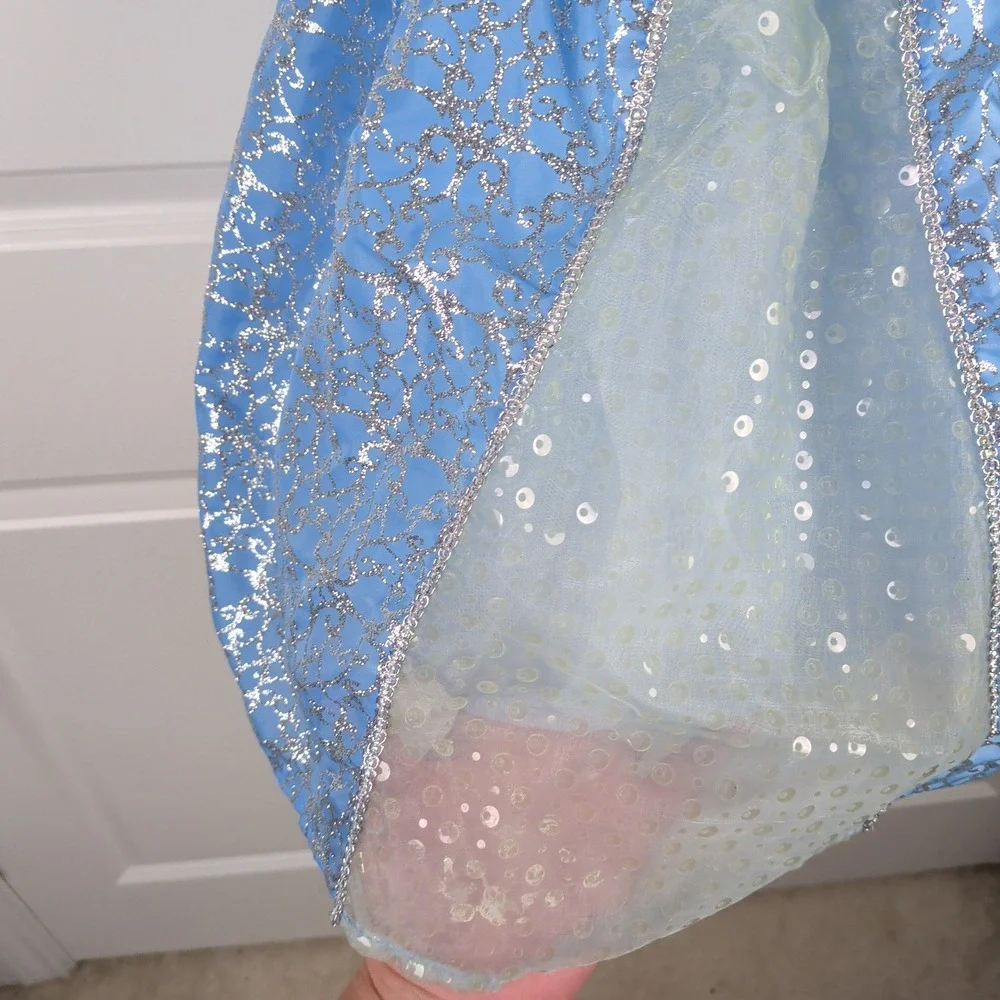 Disney Parks Cinderella Costume Dress with Faux Fur Shrug Set Blue Silver Small